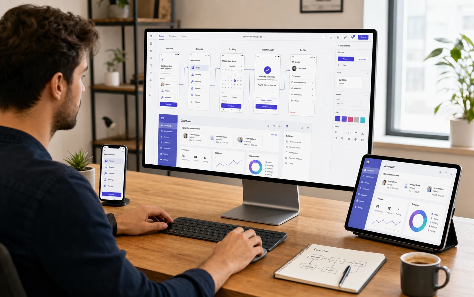 Mobile application and web application interfaces being designed across devices