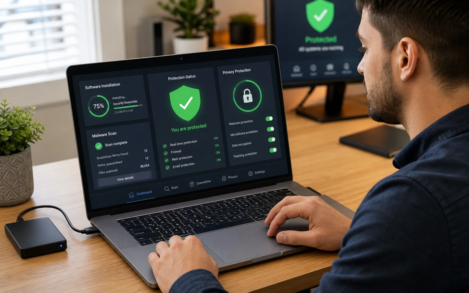 Secure productivity software and protection tools on a computer